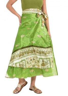 Potre OR - Μακριά Φούστα Boho με Εμπριμέ Σχέδια Πράσινο 26847