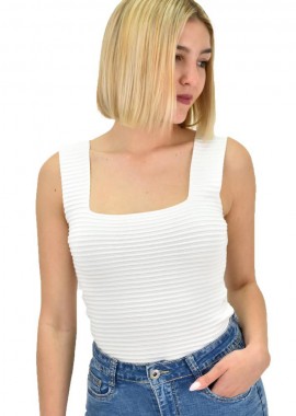 Potre OR - Γυναικείο τοπ αμάνικο με σχέδιο Λευκό 10148