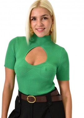 Potre OR - Τοπ μονόχρωμο με άνοιγμα στο μπούστο Πράσινο 25708