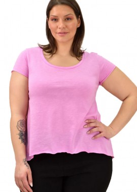 Potre OR - Γυναικεία μπλούζα μονόχρωμη ασύμμετρη Ροζ 19054
