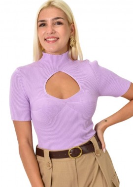 Potre OR - Τοπ μονόχρωμο με άνοιγμα στο μπούστο Λιλά 25711