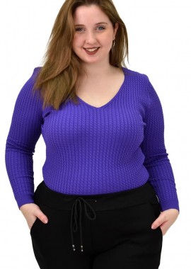 Potre OR - Γυναικείο Plus τοπ με σχέδιο πλεξούδα Μωβ 21966