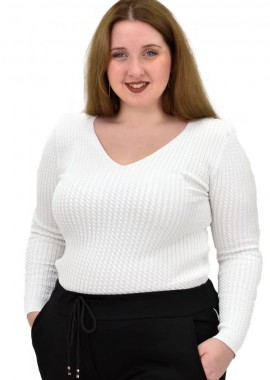 Potre OR - Γυναικείο Plus τοπ με σχέδιο πλεξούδα Λευκό 21974