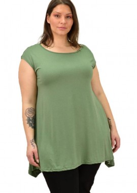 First Woman - Γυναικεία μπλούζα μονόχρωμη oversized Φυστικί 19145