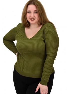 Potre OR - Γυναικείο Plus τοπ με σχέδιο πλεξούδα Λαδί 21964