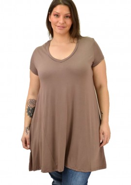 First Woman - Γυναικεία μπλούζα μονόχρωμη oversized Μπεζ 19125