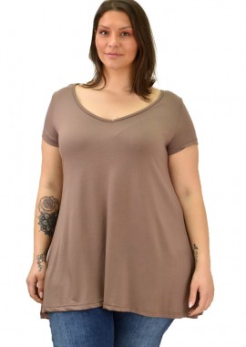 First Woman - Γυναικεία μπλούζα μονόχρωμη oversized Μπεζ 19102