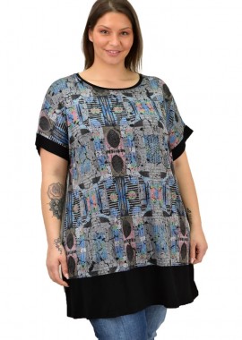 Potre OR - Μπλουζοφόρεμα εμπριμέ με στρας Γκρι 2079