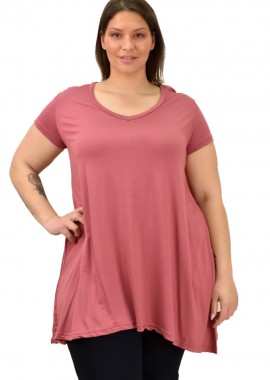 First Woman - Γυναικεία μπλούζα μονόχρωμη oversized Σομόν 19134