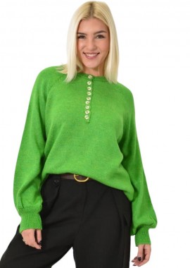 Potre OR - Γυναικείο πλεκτό με κουμπιά Πράσινο 22828