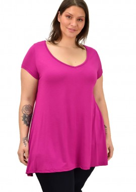 First Woman - Γυναικεία μπλούζα μονόχρωμη oversized Ματζέντα 19095