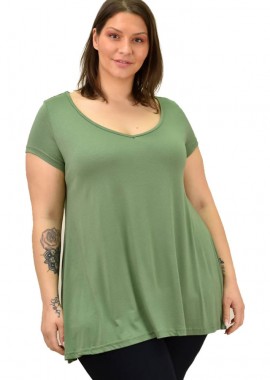 First Woman - Γυναικεία μπλούζα μονόχρωμη oversized Φυστικί 19106