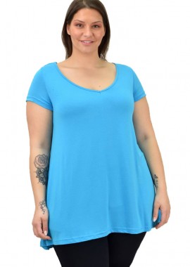 First Woman - Γυναικεία μπλούζα μονόχρωμη oversized Μπλε 19096