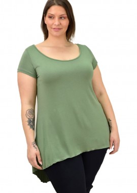 First Woman - Γυναικεία μπλούζα ασύμμετρη oversized Φυστικί 19087