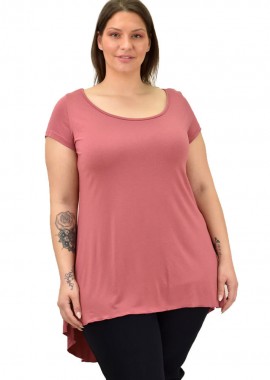 First Woman - Γυναικεία μπλούζα ασύμμετρη oversized Σομόν 19092