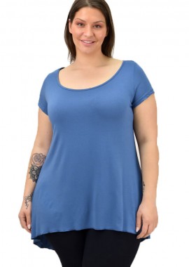 First Woman - Γυναικεία μπλούζα ασύμμετρη oversized Μπλε 19090