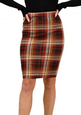 Potre OR - Μidi φούστα με λάστιχο στην μέση Κόκκινο 18560