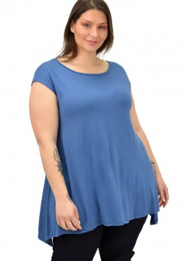 First Woman - Γυναικεία μπλούζα μονόχρωμη oversized Μπλε 19153