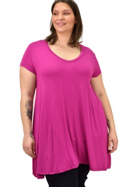 First Woman - Γυναικεία μπλούζα μονόχρωμη oversized Ματζέντα 19138