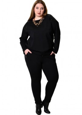 Potre OR - Γυναικείο Plus σετ με παγέτα Μαύρο 22437