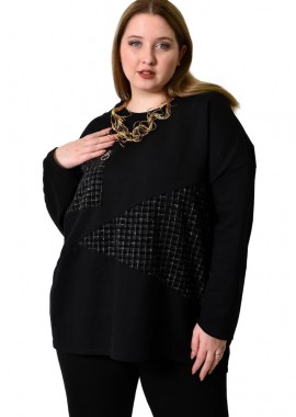 Potre OR - Γυναικεία μπλούζα για Plus με σχέδιο Μαύρο 22436