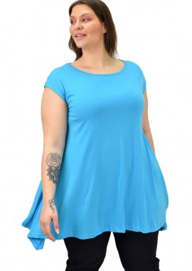 First Woman - Γυναικεία μπλούζα μονόχρωμη oversized Γαλάζιο 19157