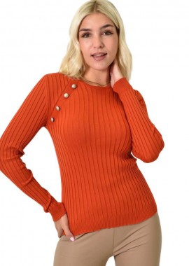 Potre OR - Τοπ με διακοσμητικά κουμπιά Κανελί 25756