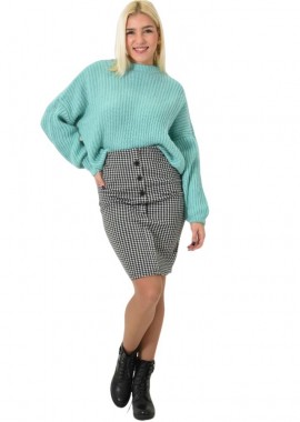 Potre OR - Πλεκτό Crop Πουλόβερ με Φουσκωτά Μανίκια Βεραμάν 23049