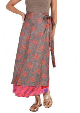 Potre OR - Μακριά Φούστα Boho με Εμπριμέ Σχέδια Γκρι 26924