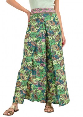 Potre OR - Γυναικεία μεταξωτή boho παντελόνα Πράσινο 26588