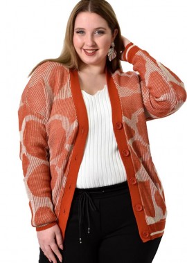 Potre OR - Γυναικεία ζακέτα oversized με σχέδιο Κανελί 22975