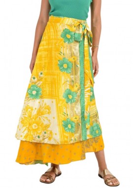 Potre OR - Μακριά Φούστα Boho με Εμπριμέ Σχέδια Κίτρινο 26942