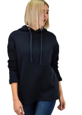 First Woman - Φούτερ φλις με κουκούλα Μπλε Σκούρο 190