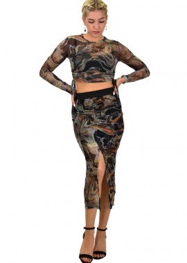 Potre OR - Γυναικείο σετ see through με σούρες Μαύρο 22103