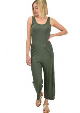 First Woman - Ολόσωμη φόρμα zip culotte Χακί 19769
