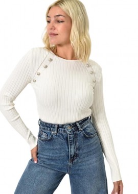 Potre OR - Τοπ με διακοσμητικά κουμπιά Εκρού 25758