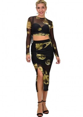 Potre OR - Γυναικείο σετ see through με σούρες Πράσινο 22104