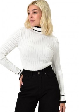 Potre OR - Γυναικείο τοπ με στρας στο μανίκι Λευκό 25799