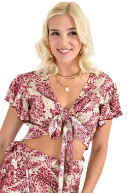 First Woman - Τοπ με σχέδιο εμπριμέ Φούξια 26574