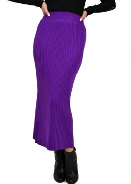 Potre OR - Γυναικεία φούστα πλεκτή μονόχρωμη Μωβ 22091