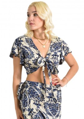 First Woman - Τοπ με σχέδιο εμπριμέ Μπλε Σκούρο 26573