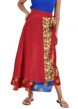 Potre OR - Μακριά Φούστα Boho με Εμπριμέ Σχέδια Κόκκινο 26972