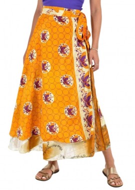 Potre OR - Μακριά Φούστα Boho με Εμπριμέ Σχέδια Κίτρινο 26959