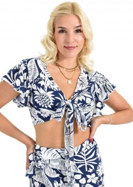 First Woman - Τοπ με σχέδιο εμπριμέ Μπλε Σκούρο 26571