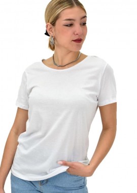 First Woman - Γυναικεία μπλούζα με στρογγυλή λαιμόκομψη Λευκό 10157
