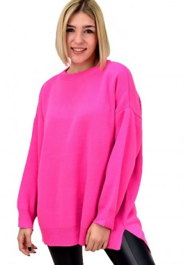 Potre OR - Γυναικεία πλεκτή μπλούζα πουλόβερ μονόχρωμη Ροζ 18667