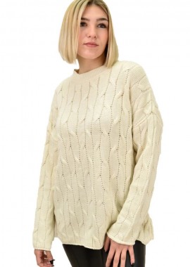 Potre OR - Γυναικείο πλεκτό πουλόβερ με σχέδιο Εκρού 18678