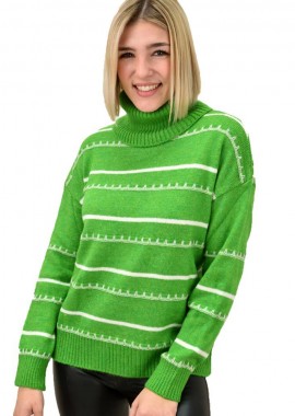 Potre OR - Γυναικεία πλεκτή μπλούζα με σχέδιο Πράσινο 18682