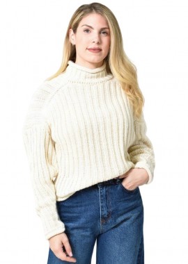 Caroon - Γυναικείο πλεκτό με διακριτικό σχέδιο Μπεζ 27168