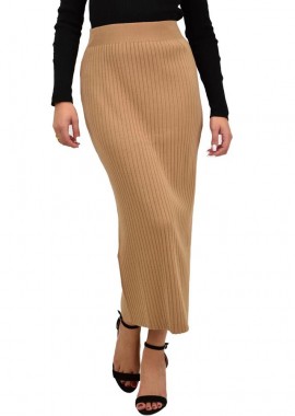 Potre OR - Γυναικεία φούστα πλεκτή μονόχρωμη Μπεζ 22090